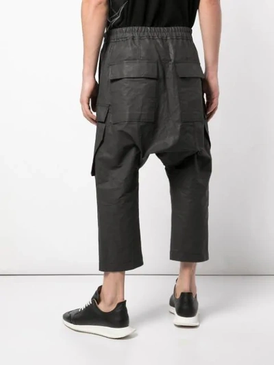 Shop Rick Owens Cropped Cargo Trousers In Black