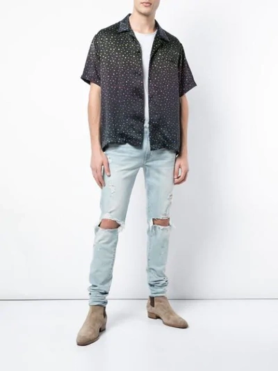 Shop Amiri Printed Button Down Shirt In Black