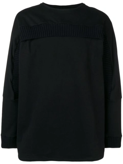 Shop House Of The Very Islands Knit Detailed Sweatshirt - Black