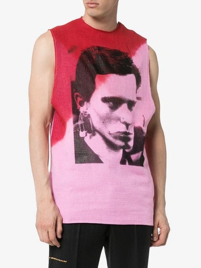 Shop Raf Simons Graphic Print Tank Top In Pink