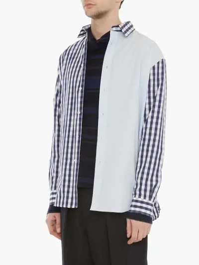 Shop Jw Anderson Patchworked Gingham Shirt In Blue