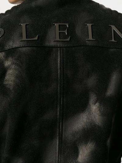 Shop Philipp Plein Zip Detail Biker Jacket In Black