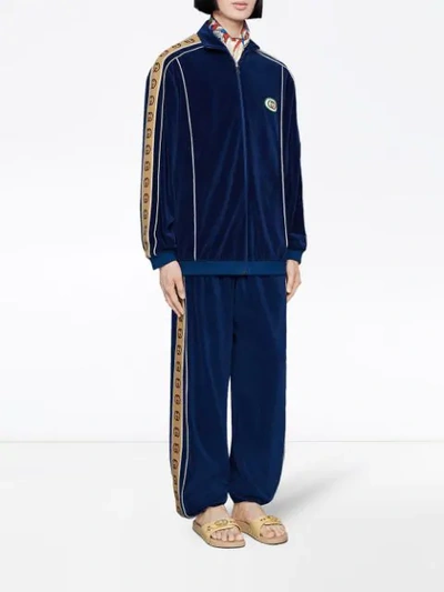 Shop Gucci Oversize Chenille Jacket In Blue