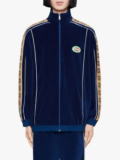 Shop Gucci Oversize Chenille Jacket In Blue