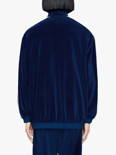 Shop Gucci Oversize Chenille Jacket In Blue