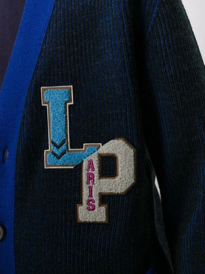 Shop Lanvin Embroidered Cardigan In 1820 Anthracite/bleu