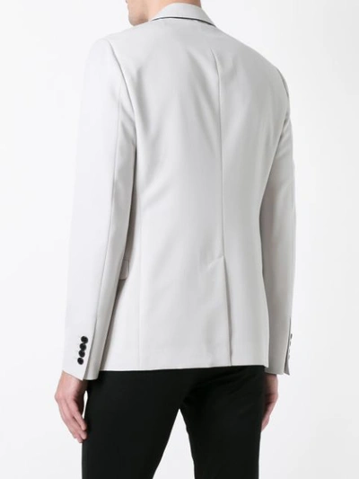 Shop Lanvin Contrast Trim Blazer In Grey