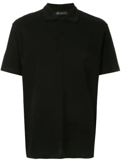 Shop Versace Embroidered Medusa Polo Shirt In A008