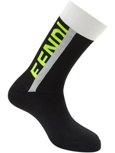 Shop Fendi Logo Sport Socks In Black