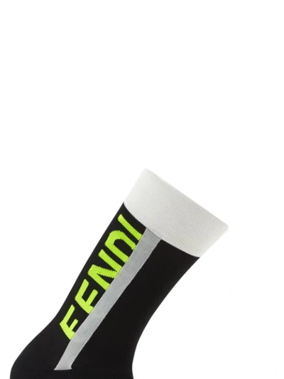 Shop Fendi Logo Sport Socks In Black