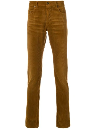 Shop Saint Laurent Slim Fit Corduroy Trousers In Brown