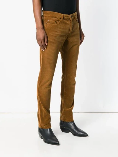 Shop Saint Laurent Slim Fit Corduroy Trousers In Brown