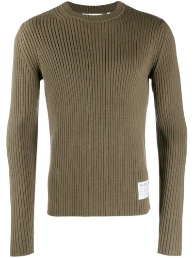 Shop Helmut Lang Ribbed Jumper In Green