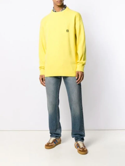 Shop Loewe Embroidered Logo Jumper In Yellow