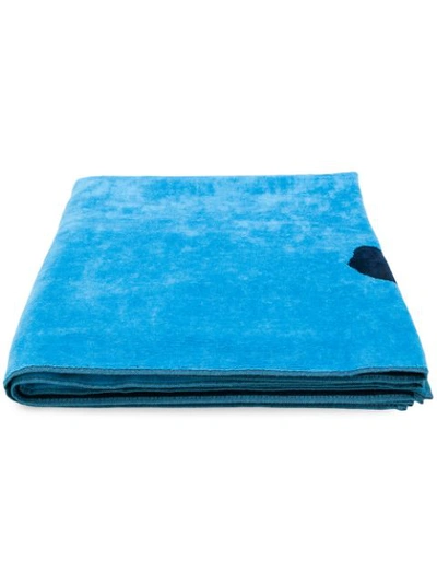 Shop Kenzo Signature Beach Towel In Blue