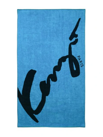 Shop Kenzo Signature Beach Towel In Blue
