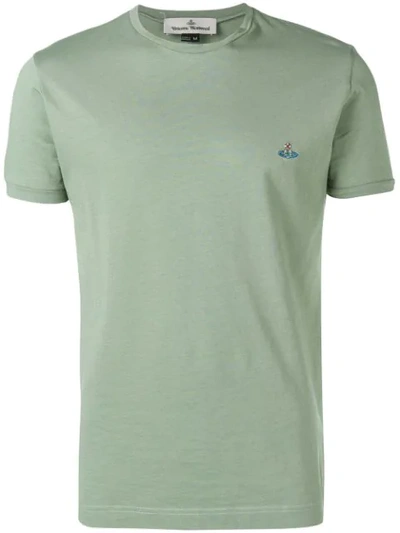 Shop Vivienne Westwood Embroidered Logo T-shirt In Green