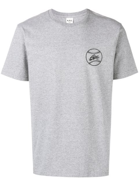 A.P.C. Logo Print T-Shirt In Grey | ModeSens
