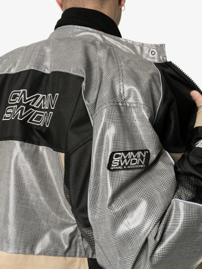 Shop Cmmn Swdn Logo Detail Roman Motorcycle Jacket In Neutrals