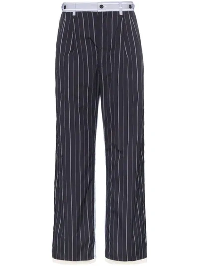 Shop Children Of The Discordance Pinstripe Straight-leg Trousers In Blue