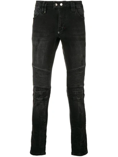 Shop Philipp Plein Biker Skinny Jeans In Black