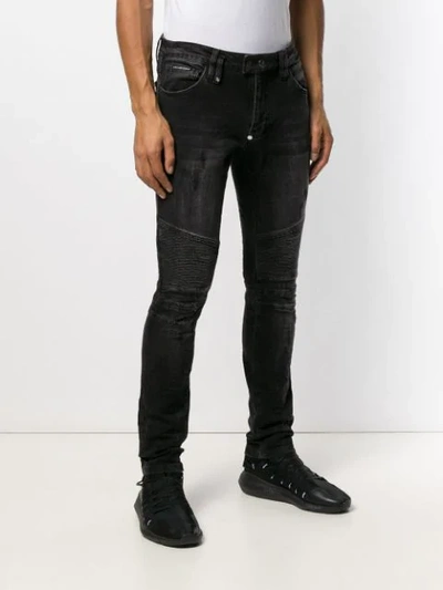 Shop Philipp Plein Biker Skinny Jeans In Black