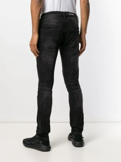 Shop Philipp Plein Biker Skinny Jeans In Black