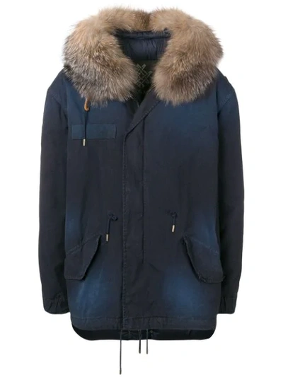 Shop Mr & Mrs Italy Fur-trimmed Parka Coat In Blue