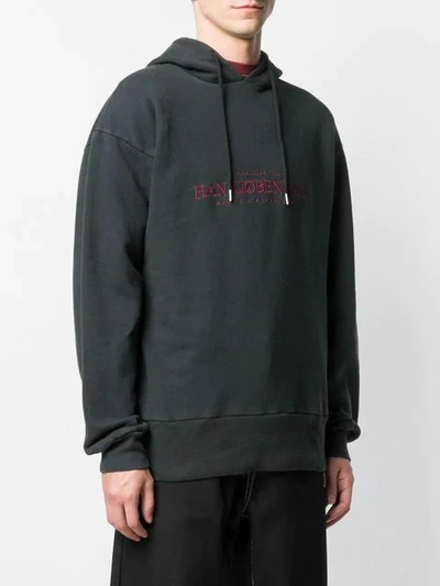 Shop Han Kjobenhavn Logo Embroidered Hoodie In Black