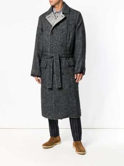 Shop Maison Flaneur Belted Coat In Grey