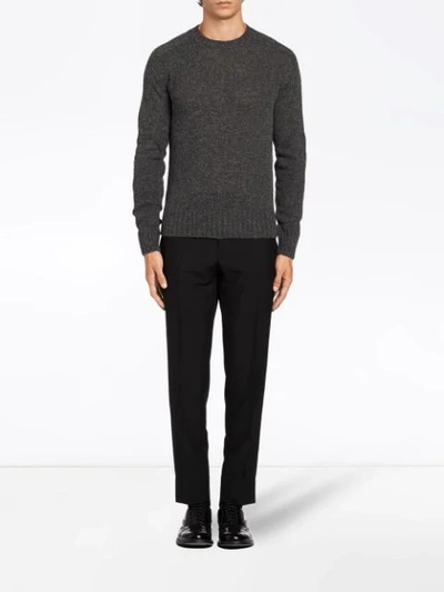 Shop Prada Shetland Wool Sweater - Grey