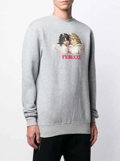 Shop Fiorucci Cherub Logo Stamp Sweatshirt In Grey