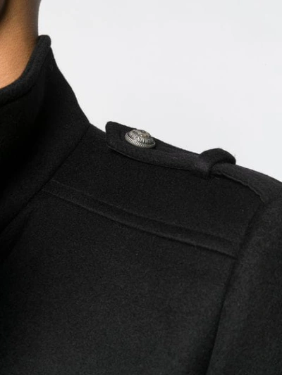 Shop Balmain Double-breasted Military Coat In Black