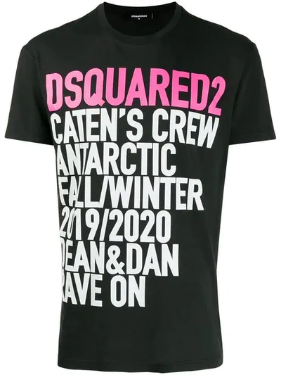 Shop Dsquared2 Logo Slogan Print T-shirt In Black