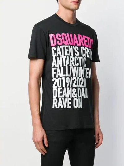 Shop Dsquared2 Logo Slogan Print T-shirt In Black