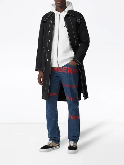 Shop Burberry Straight Fit Horseferry Print Japanese Denim Jeans In Blue