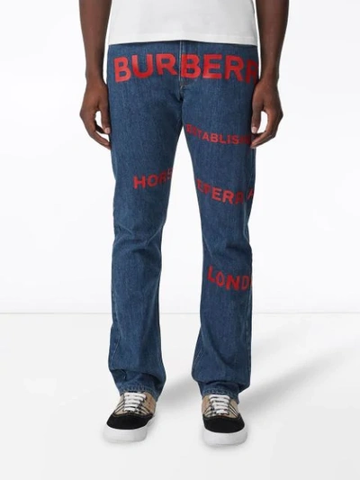 Shop Burberry Straight Fit Horseferry Print Japanese Denim Jeans In Blue