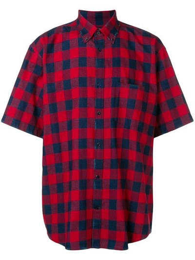 Shop Balenciaga Oversized Check Shirt In Red