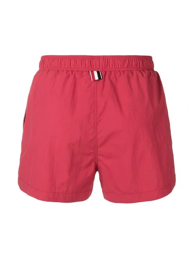 THOM BROWNE 条纹饰防水科技泳裤 - 红色