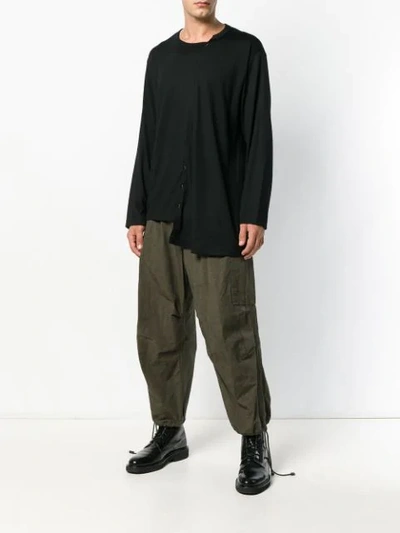 YOHJI YAMAMOTO 不对称正面套头衫 - 黑色