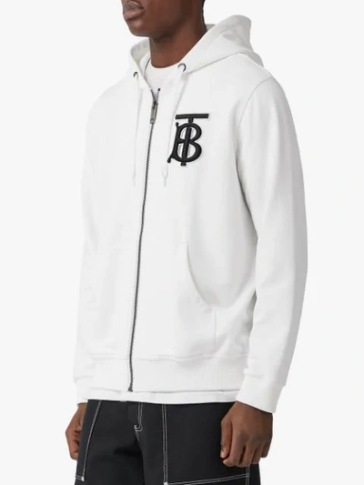 Shop Burberry Monogram Motif Cotton Hooded Top In White