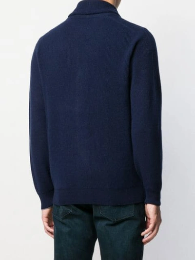Shop Brunello Cucinelli Ribbed Knit Cardigan In Blue