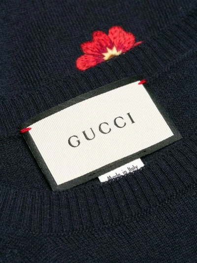 Shop Gucci Embroidered Jumper In Blue