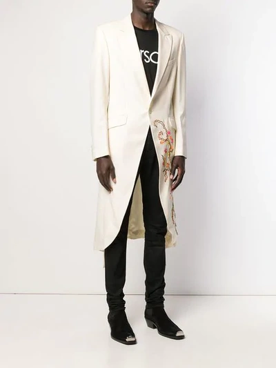 Pre-owned Versace Embroidered Tuxedo Coat In White