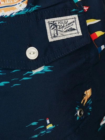 Shop Polo Ralph Lauren Graphic Print Swimming Shorts In Blue