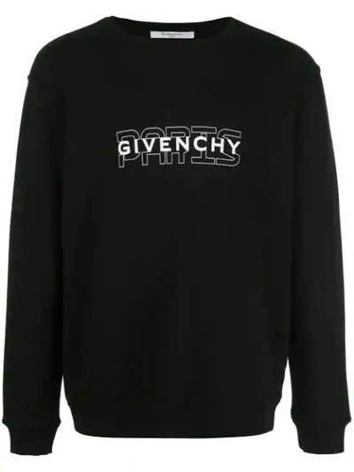 Shop Givenchy Paris Logo Sweatshirt In Black
