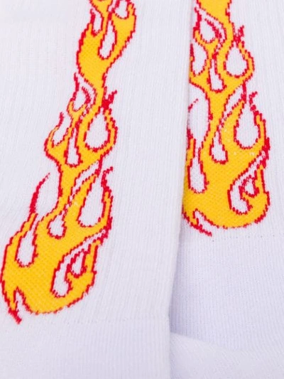 Shop Palm Angels Flame Intarsia Socks In 0188 White Multicolor