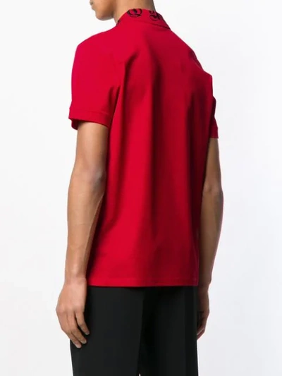Shop Alexander Mcqueen Embroidered Collar Polo Shirt In Red