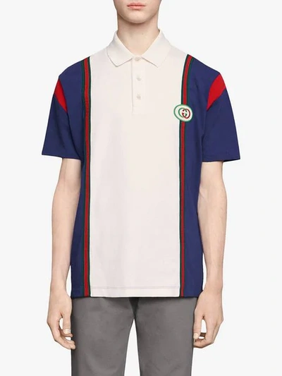 Shop Gucci Polo With Interlocking G Patch In Blue