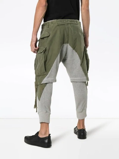 Shop Greg Lauren Zip Shorts Cotton Trousers - Grey